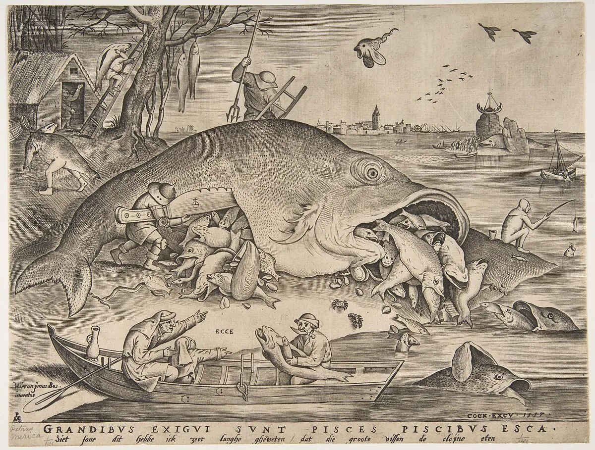 Big Fish Eat Little Fish — Pieter van der Heyden|Pieter Bruegel the Elder|Hieronymus Cock