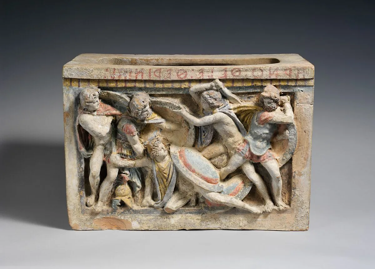 Terracotta cinerary urn — Unknown