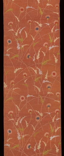 弁柄地薊模様帯|Obi with Thistle