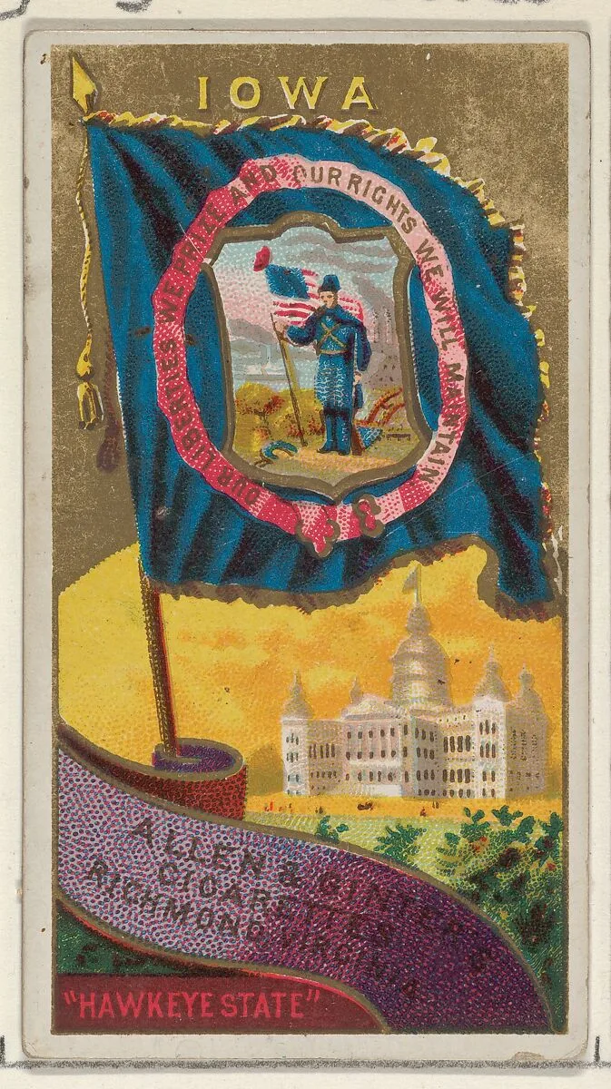 Iowa, from Flags of the States and Territories (N11) for Allen & Ginter Cigarettes Brands — Allen & Ginter