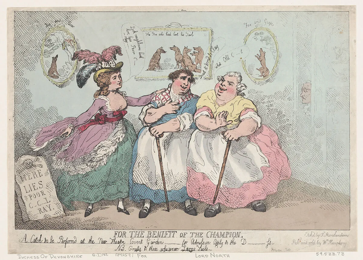 For The Benefit of The Champion — Georgiana, Duchess of Devonshire|Charles James Fox|Thomas Rowlandson|William Humphrey