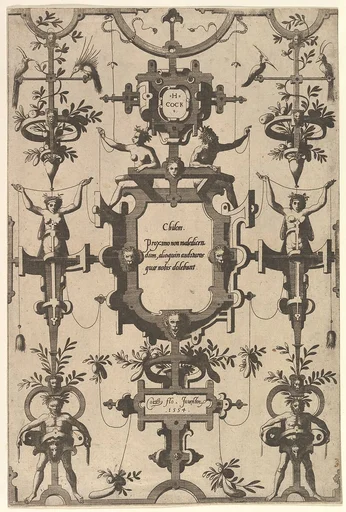 Surface Decoration, Grotesque with Strapwork, Including Three Cartouches from series of Surface Decorations, Grotesques with Strapwork with Maxims by Six Wise Men of Greece