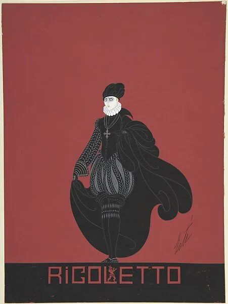 Design for Black Breaches, Cap and Cape for Ganna Walska in "Rigoletto" by the Chicago Opera Company — Erté (Romain de Tirtoff)