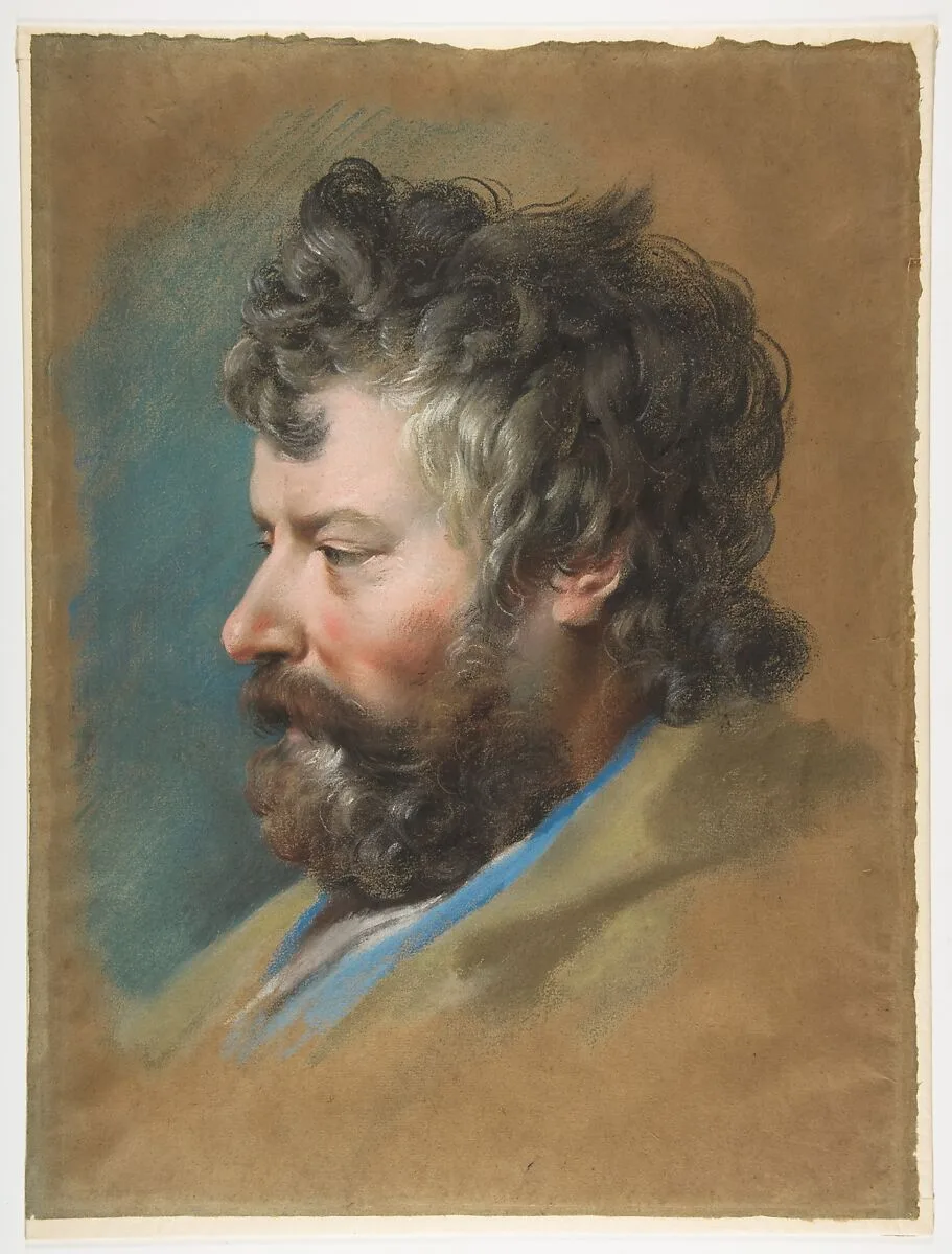 Head of a Bearded Man in Profile to Left — François Le Moyne