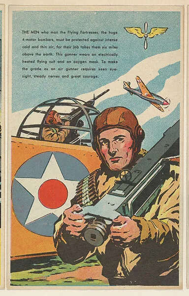 Flying Fortress Air Gunners, bakery card from the U. S. Armed Services series (D84), issued by the Ward Baking Company — Ward Baking Company