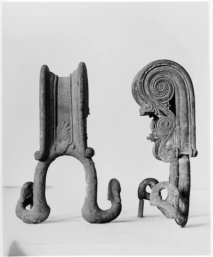 Bronze handles of a volute-krater (bowl for mixing wine and water)