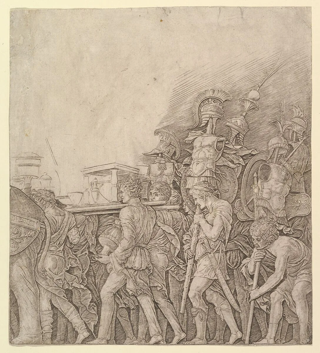 Triumph of Caesar: Soldiers carrying Trophies — Andrea Mantegna