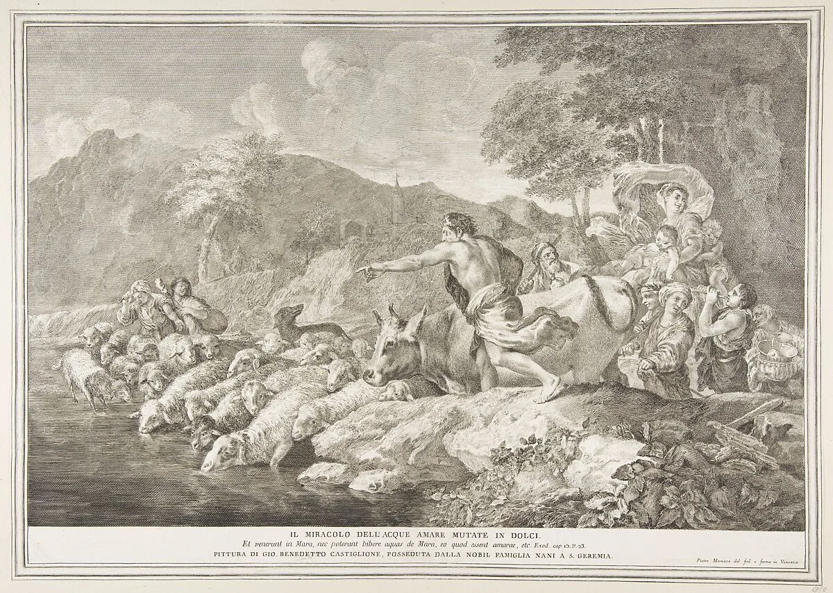 The miracle of the bitter water made sweet (Il Miracolo delle Acque Amare Mutate in Dolci) — Pietro Monaco|Giovanni Benedetto Castiglione (Il Grechetto)