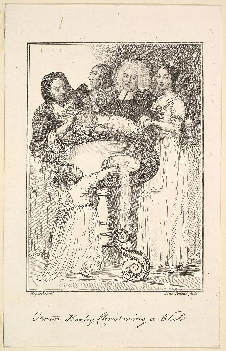 Orator Henley Christening a Child — Samuel Ireland|John Henley|William Hogarth|Jane Ireland