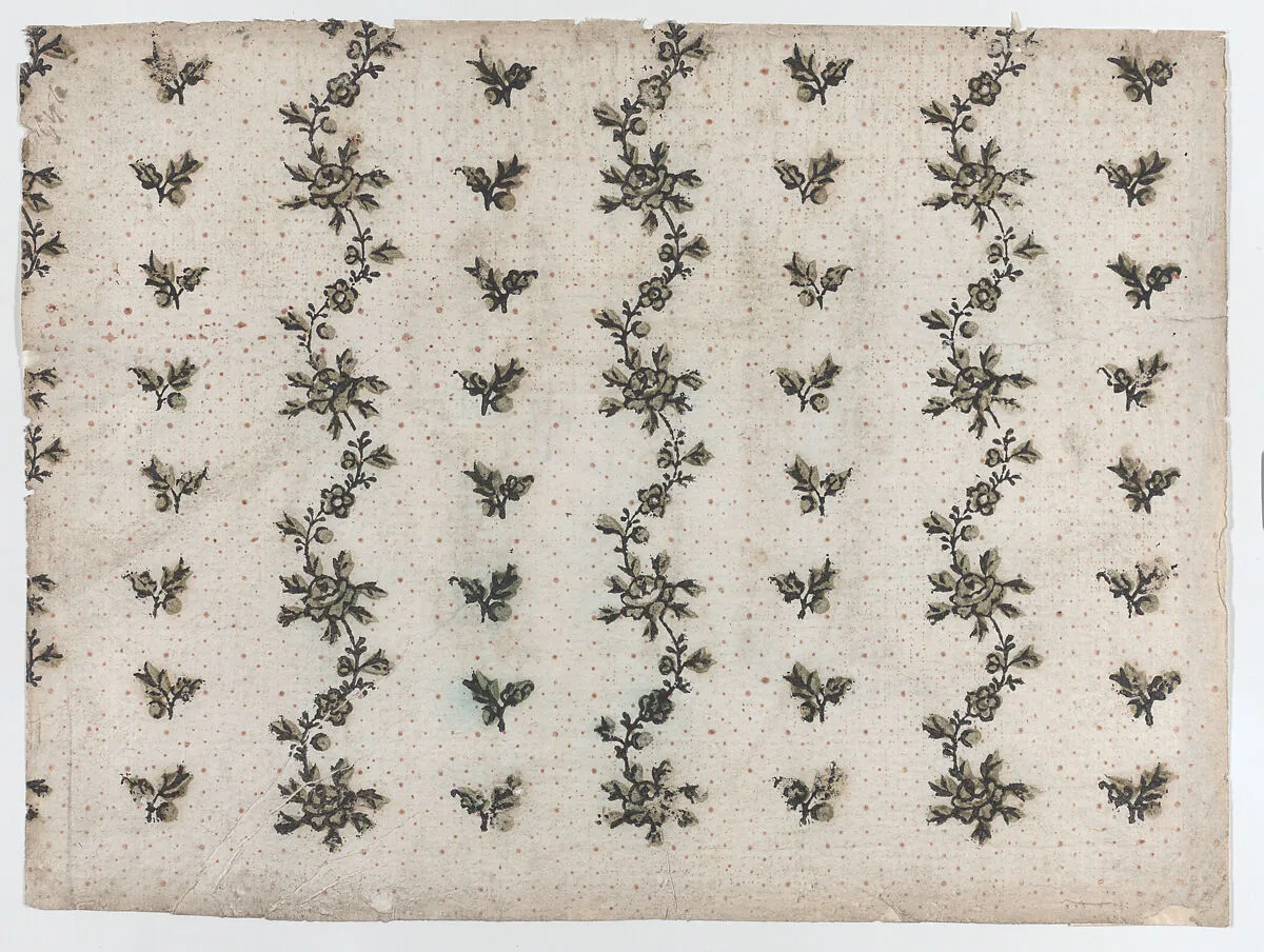 Sheet with overall dot and floral pattern — Anonymous|Remondini Family