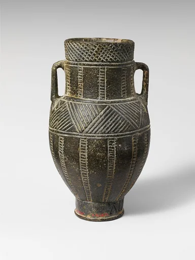 Chlorite amphoriskos (small jar)