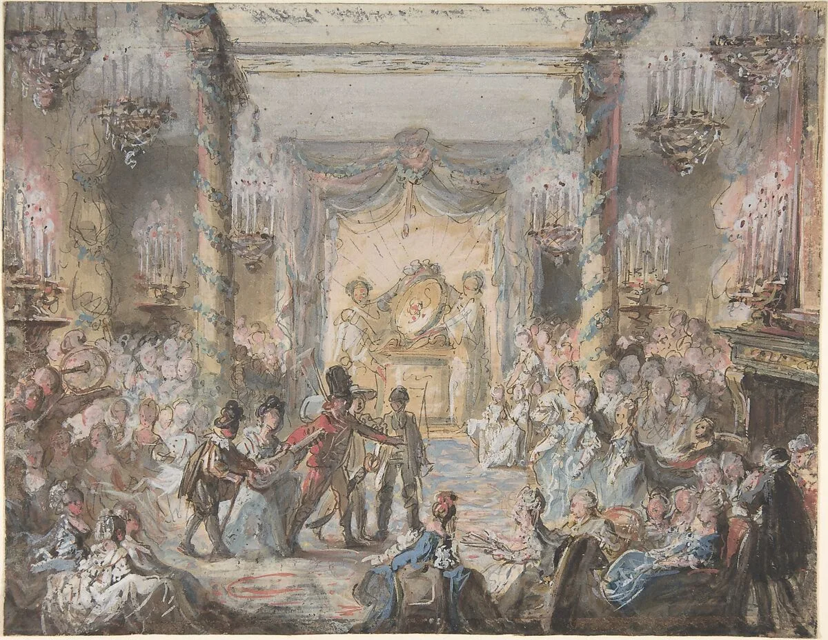 Theatrical Divertissement Offered at a Gala Evening Party — Gabriel de Saint-Aubin