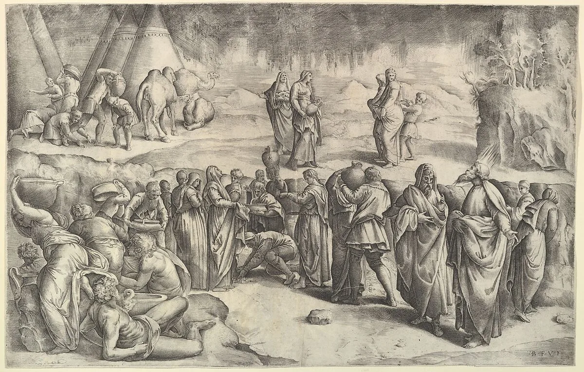 The Israelites Gathering Manna — Battista Franco