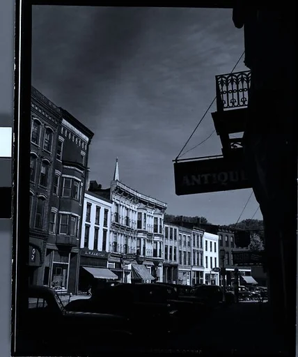 [Main Street with Antiques Sign in Foreground, Galena, Illinois]