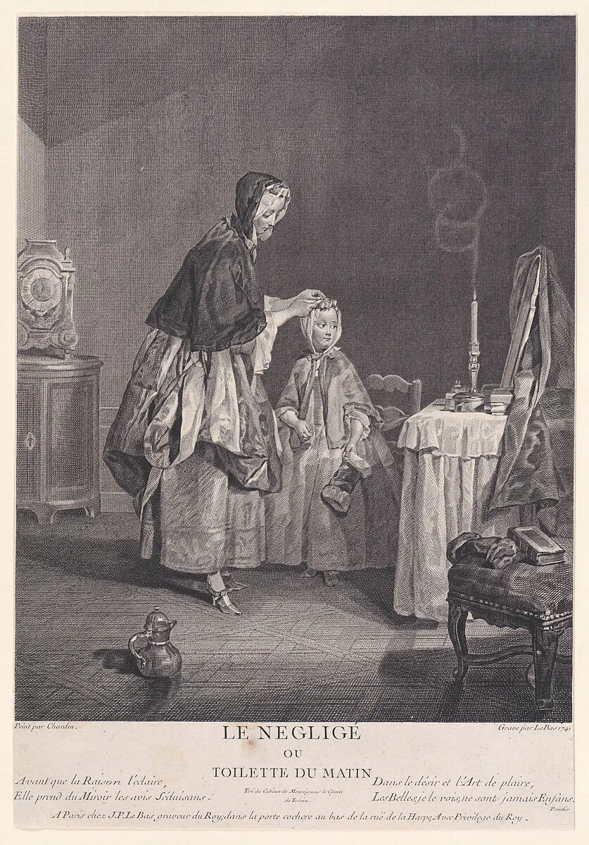 The Negligé or Morning Dressing — Jacques Philippe Le Bas|Jacques Philippe Le Bas|Jean Siméon Chardin