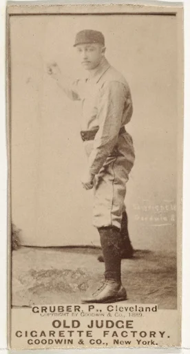 Henry Gruber, Pitcher, Cleveland, from the Old Judge series (N172) for Old Judge Cigarettes