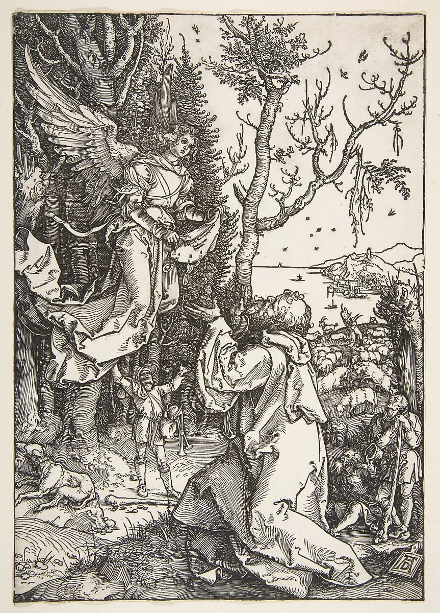 Joachim and the Angel, from The Life of the Virgin — Albrecht Dürer