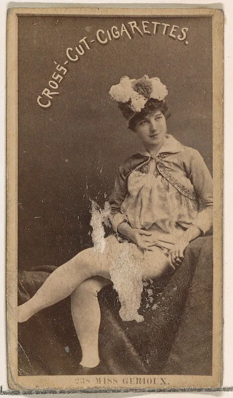Card Number 238, Miss Gerioux, from the Actors and Actresses series (N145-2) issued by Duke Sons & Co. to promote Cross Cut Cigarettes — W. Duke, Sons & Co.