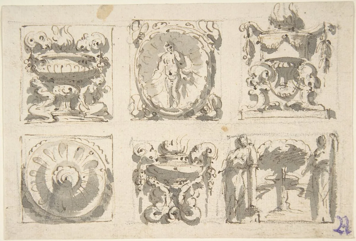 Six Designs for the Decoration of Rectangular and Horizontal reliefs — Giuseppe Bernardino Bison