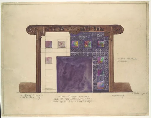 Design for mosaic mantel facing in residence of Mrs. Louis G. Kaufman, Short Hills, NJ