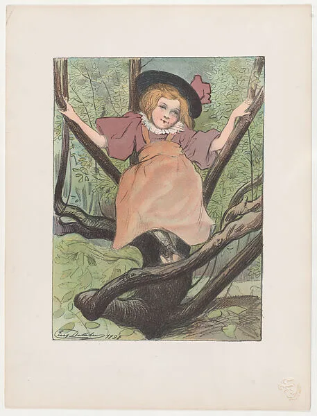 Little girl in a tree (Petite fille dans un arbre) — Eugène Delâtre