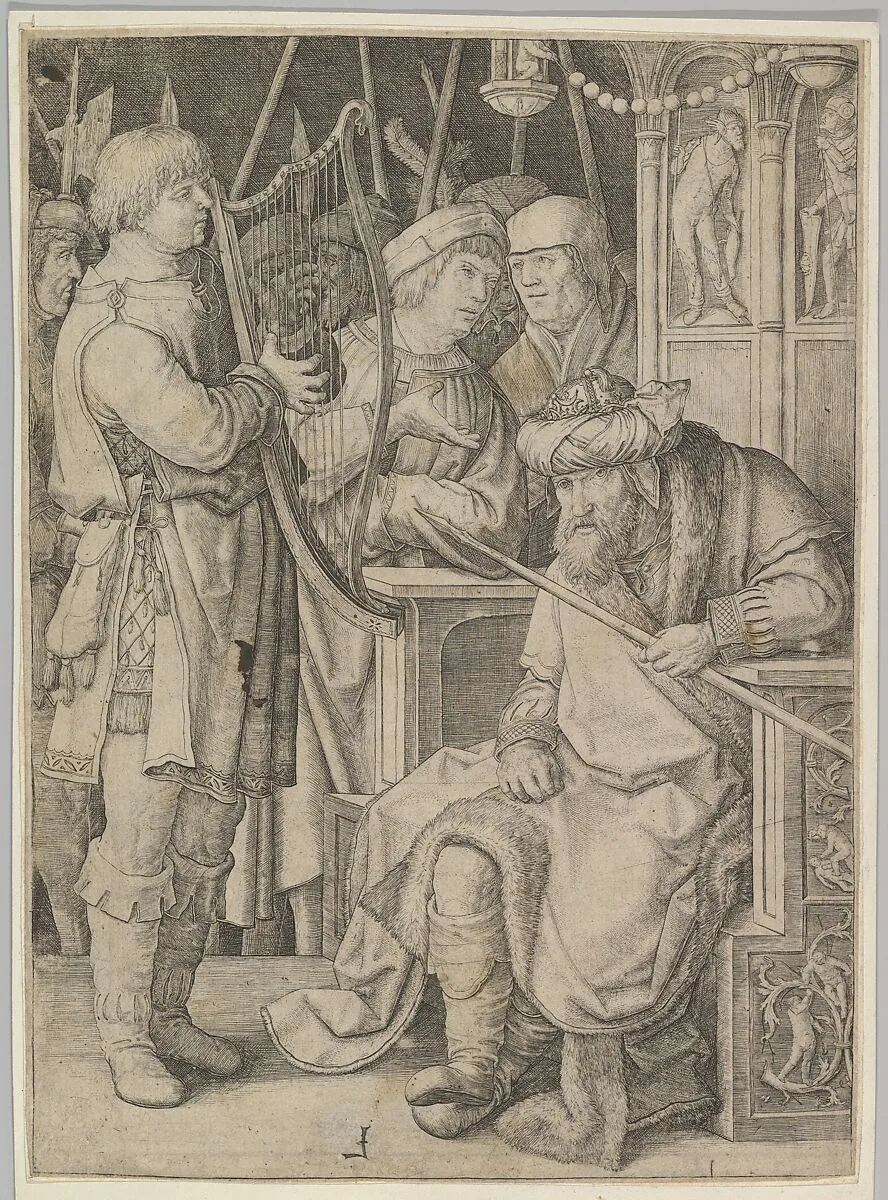 David Playing the Harp Before Saul — Lucas van Leyden