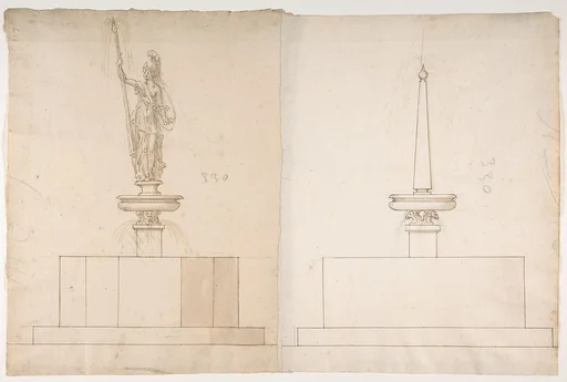 Two Plans and Elevations for Fountains