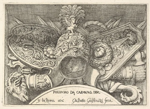 Plate 3: trophies of Roman arms from decorations above the windows on the second floor of the Palazzo Milesi in Rome