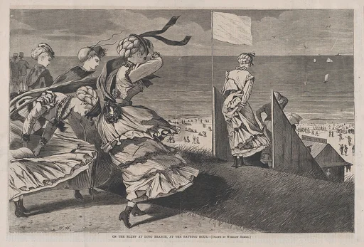 On the Bluff at Long Branch, at the Bathing Hour (from "Harper's Weekly," Vol. XIV)