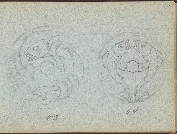 Two Outlines for a Bell Push with Fish Motifs — Edgar Gilstrap Simpson