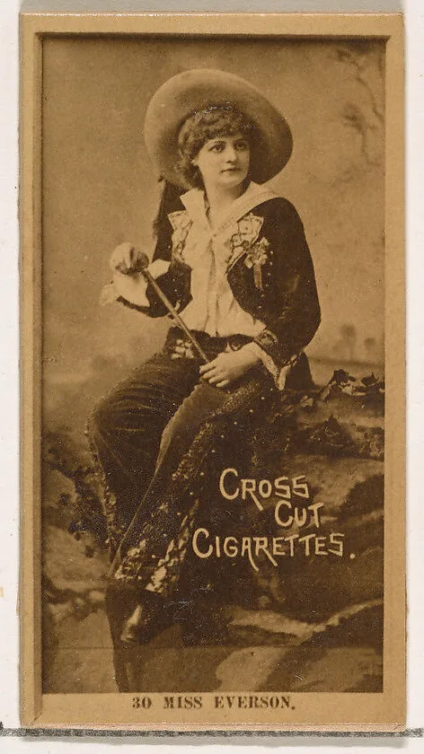 Card Number 30, Miss Everson, from the Actors and Actresses series (N145-2) issued by Duke Sons & Co. to promote Cross Cut Cigarettes — W. Duke, Sons & Co.