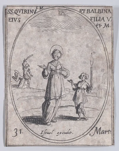 S. Quirin et Ste. Balbine (St. Quirinus and St. Balbina), March 31st, from "Les Images De Tous Les Saincts et Saintes de L'Année" (Images of All of the Saints and Religious Events of the Year)