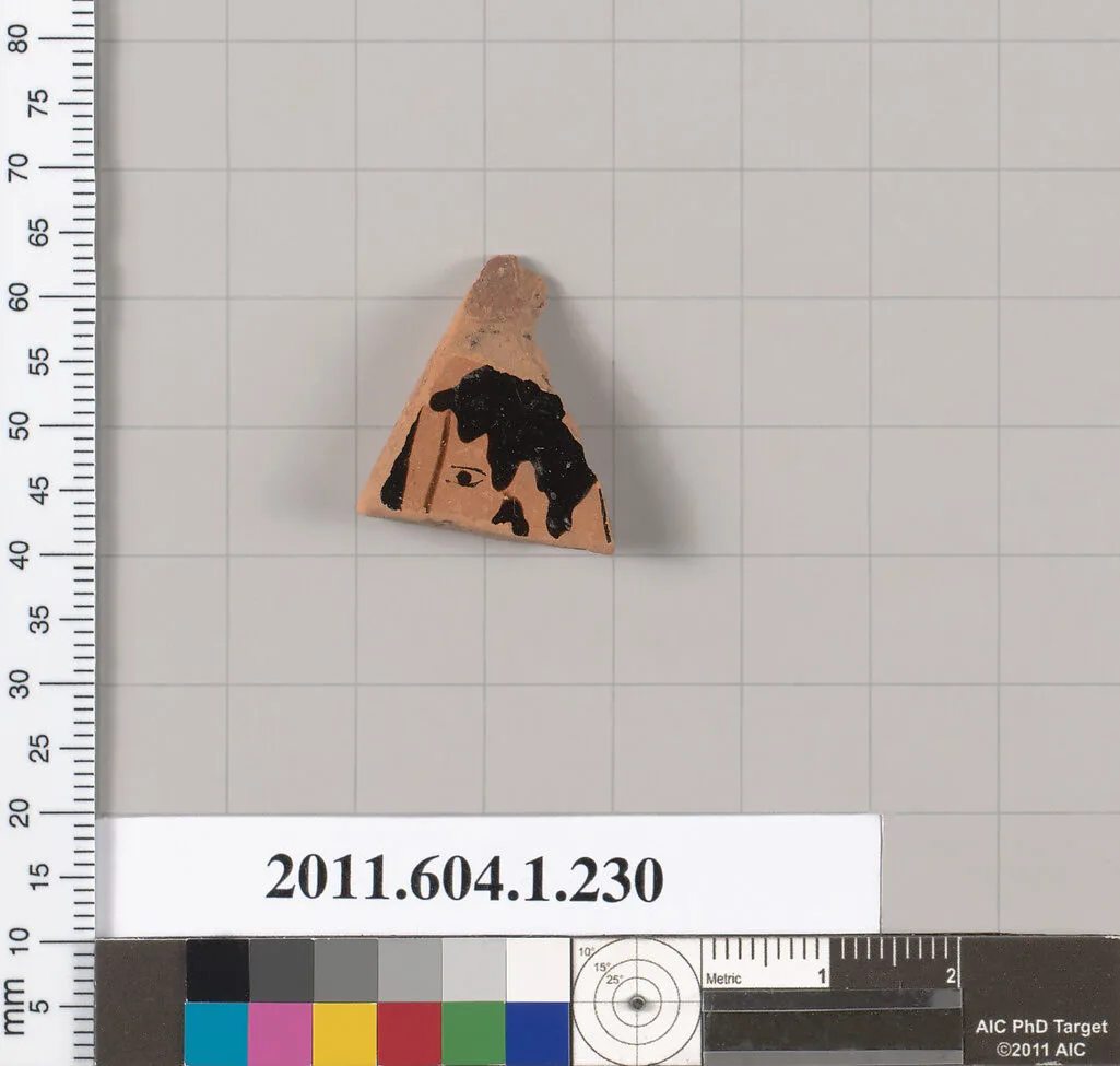 Terracotta fragment of a kylix (drinking cup) — Painter of London D 12
