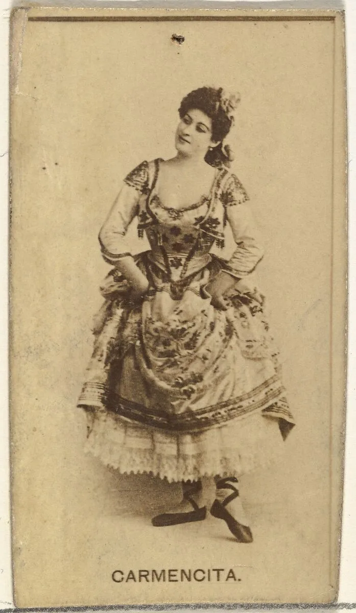 Carmencita, from the Actors and Actresses series (N145-8) issued by Duke Sons & Co. to promote Duke Cigarettes — American Tobacco Company|W. Duke, Sons & Co.