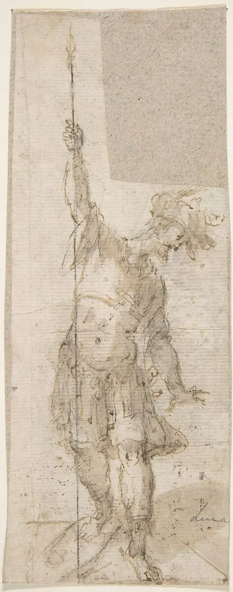 Standing Soldier with a Spear — Anonymous, Spanish, School of Seville, 17th century