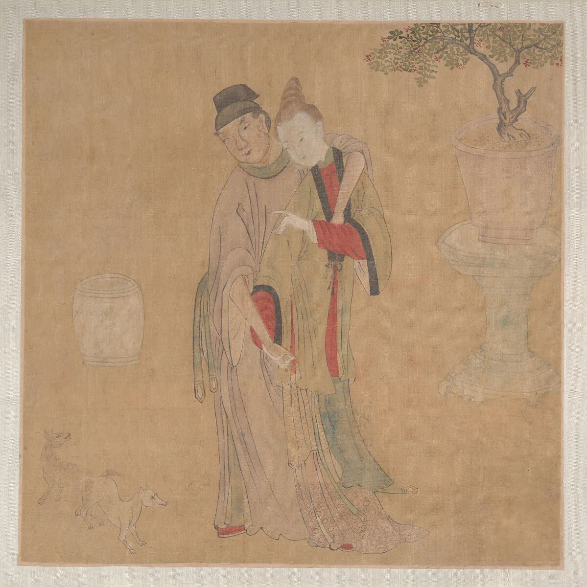 清 佚名 傳勾龍爽 番酋四歡八樂圖 冊頁|Tartar Officer with Blonde Lady — Unidentified artist