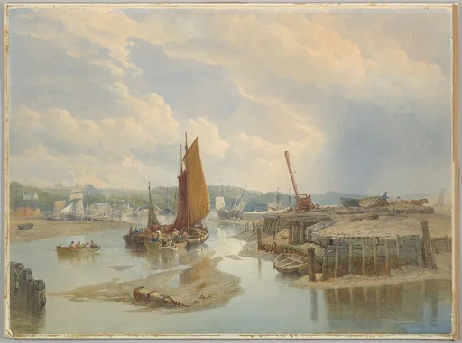 A Town on an Estuary at Low Tide
