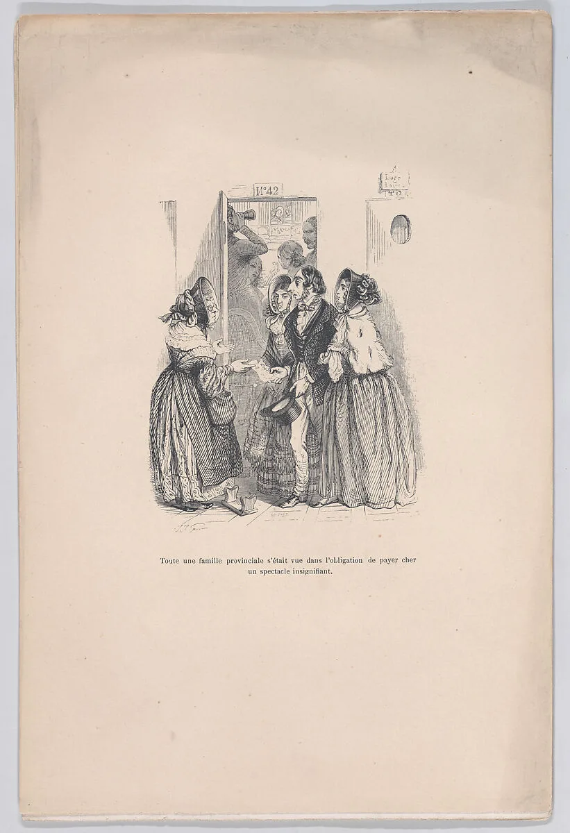 "A provincial family was forced to pay a high price for an insignificant show." from the Little Miseries of Human Life — Henri Fournier|Paul-Emile-Daurand Forgues|Brugnot|J. J. Grandville