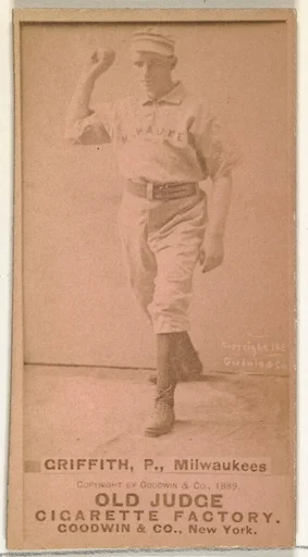 Clark Calvin "Old Fox" Griffith, Pitcher, Milwaukee, from the Old Judge series (N172) for Old Judge Cigarettes