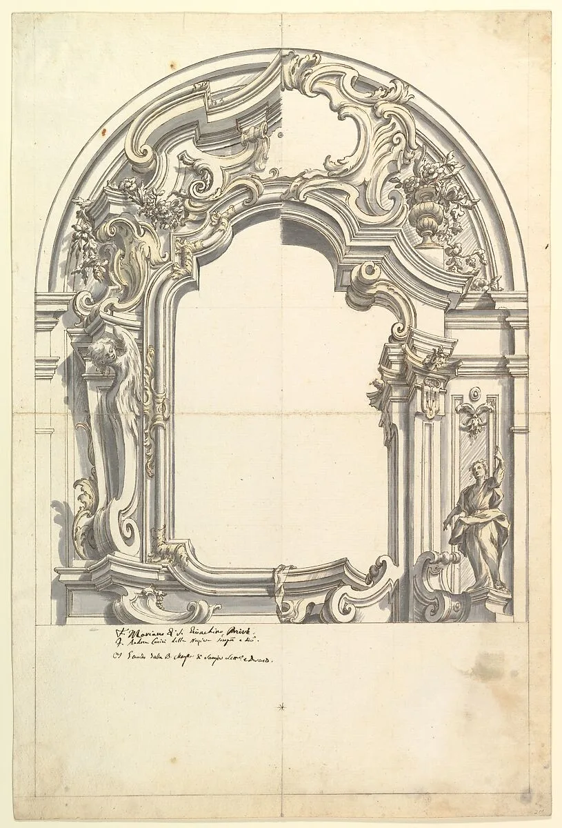 Two Alternate Designs for a Frame or an Altar (?) — Anonymous, Italian, Piedmontese, 18th century