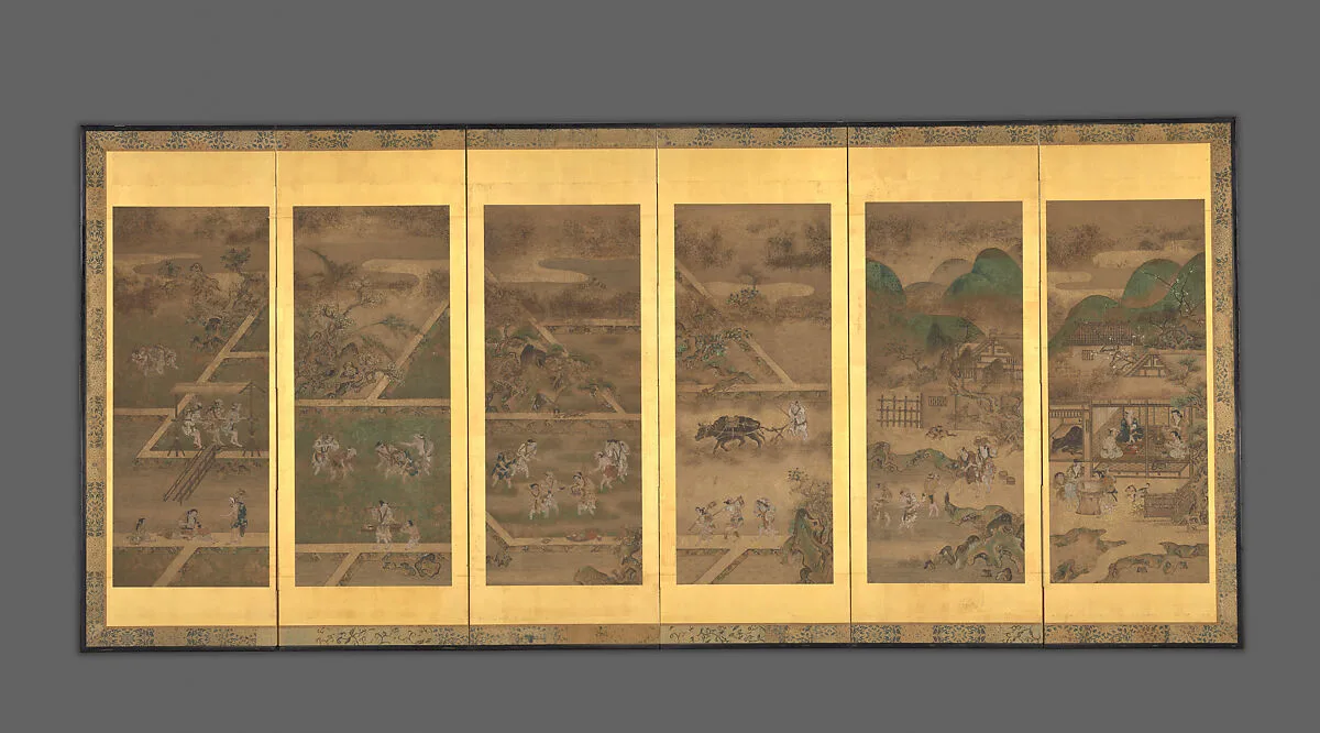 農耕作月次図屏風|Farmers' Lives in the Twelve Months — Unknown