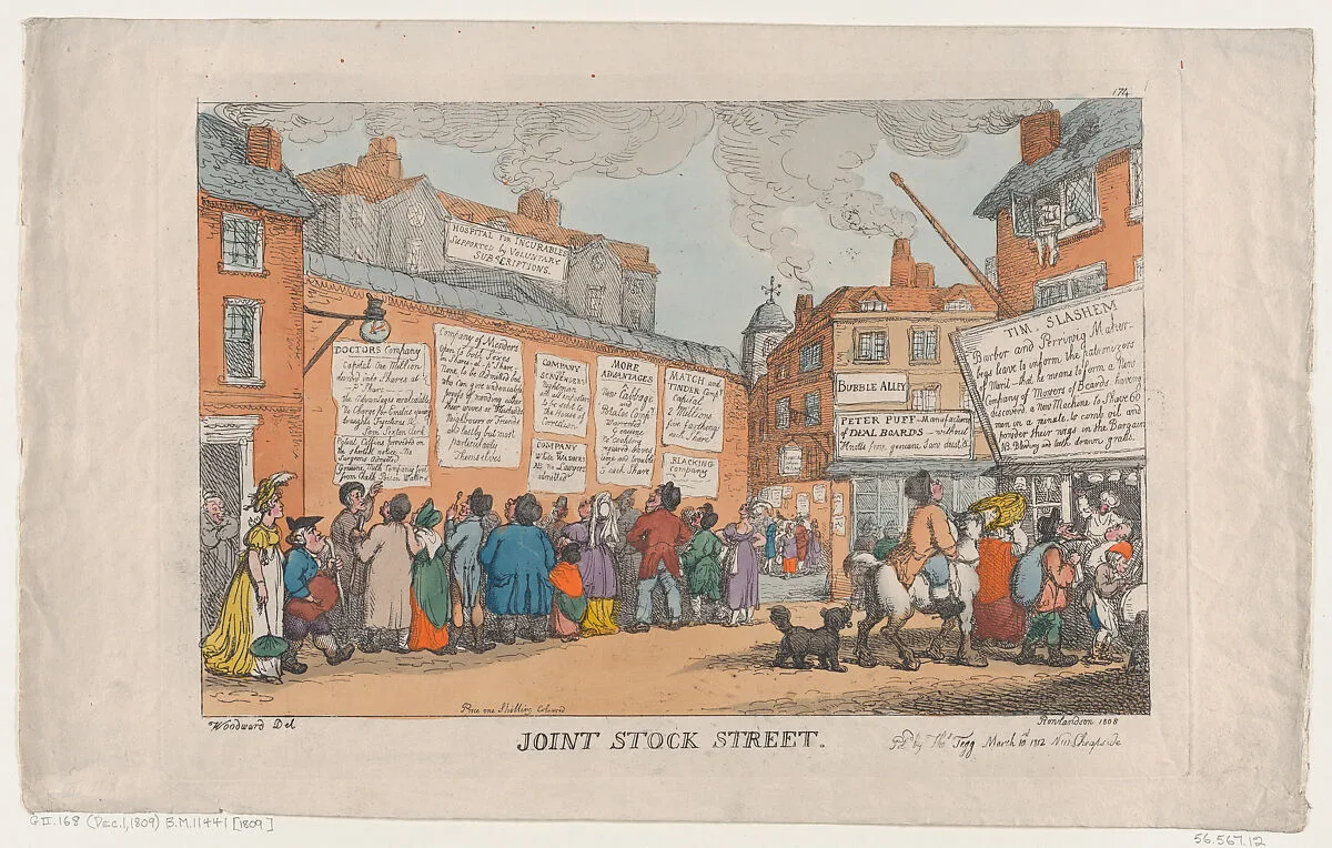 Joint Stock Street — George Murgatroyd Woodward|Thomas Tegg|Thomas Rowlandson
