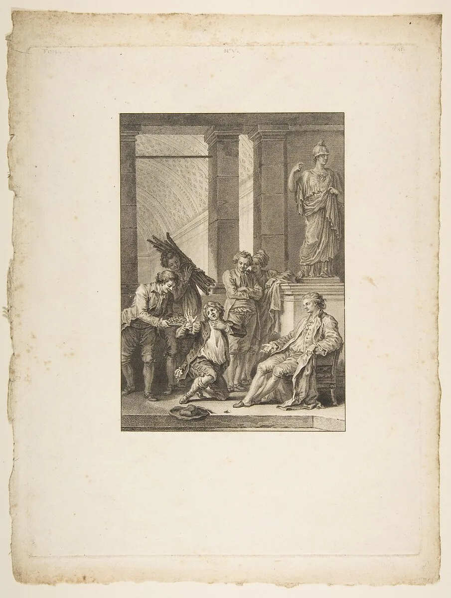 Le Paysan qui avait offense son Seigneur, from "Contes et nouvelles en vers par Jean de La Fontaine. A Paris, de l'imprimerie de P. Didot, l'an III de la République, 1795" — Jean de La Fontaine|Jean Honoré Fragonard|Pierre Didot l'ainé|Charles Louis Lingée