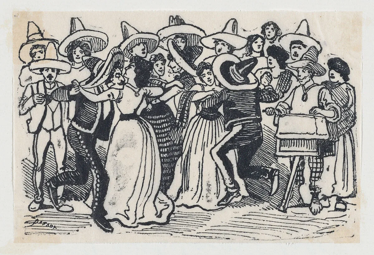 A ball, scene from the Mexican Revolution — José Guadalupe Posada