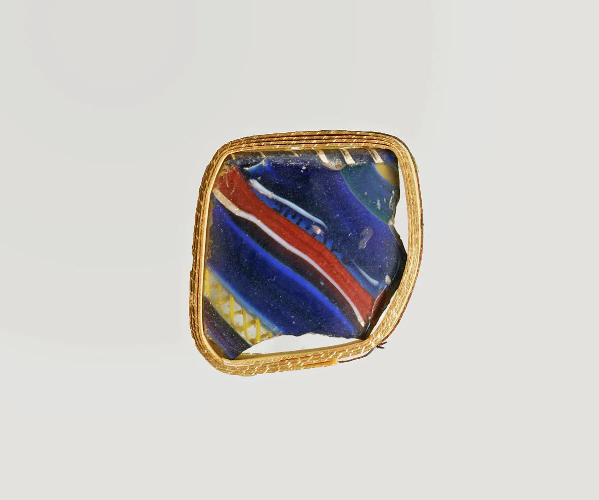 Glass striped mosaic bowl fragment — Unknown