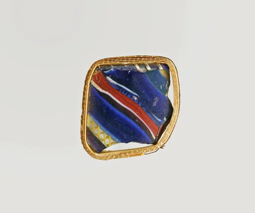 Glass striped mosaic bowl fragment