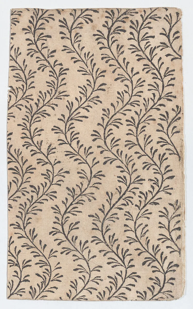 Sheet with overall curved vine pattern — Anonymous