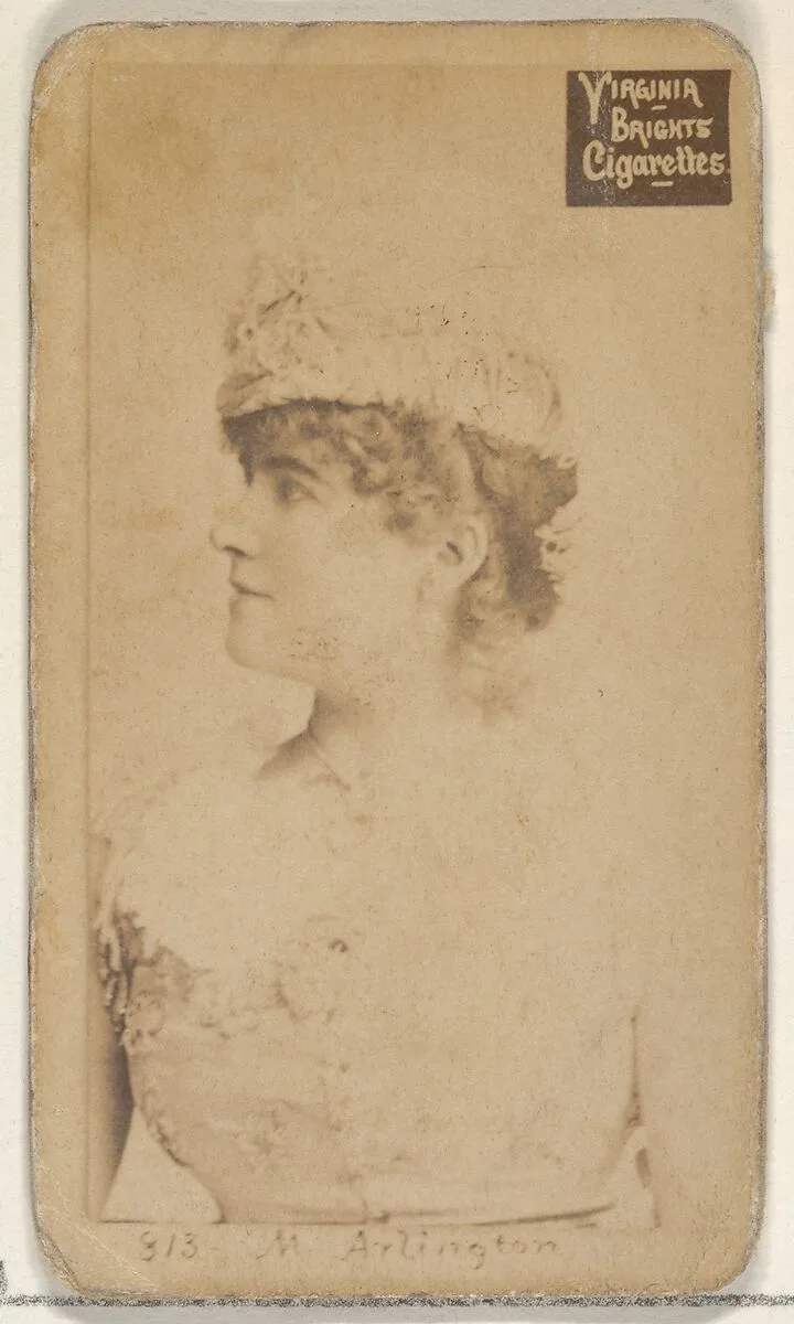 Card 813, Maggie Arlington, from the Actors and Actresses series (N45, Type 2) for Virginia Brights Cigarettes — Allen & Ginter
