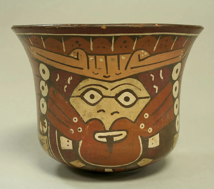 Bowl with Painted Trophy Head Designs — Unknown