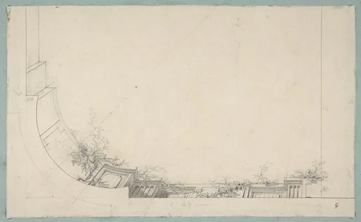 Partial design for a ceiling decorated with a trompe l'oeil balustrade